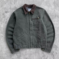 Veste de travail d'extérieur personnalisable OEM pour homme, style Detroit Varsity Vintage, coupe trucker, en toile de canard, coupe-vent, d'hiver, avec fermeture éclair et poche frontale
