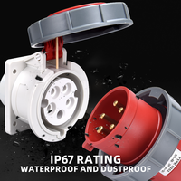 Prise de courant industrielle étanche IP67 de haute qualité 5PIN 16A 32A 220-380/380-415V 3P + N + E prise murale en cuivre mâle femelle