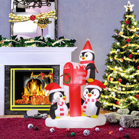 Décorations de Noël gonflables GOOSH 6,5 pieds, pingouins pour extérieur/intérieur, jardin, pelouse, 3 pingouins, boîte aux lettres de Père Noël, LED intégrées, fabrication