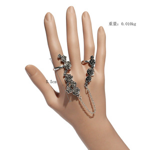 Anillos Vintage Negros para Mujer, Anillo de Dedo Medio con Diseño de Hojas y Flores Turcas - Product Image 2