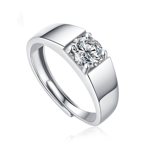 Pass <span class=keywords><strong>Diamond</strong></span> Tester 1 CT Round Moissanite Wedding Band Set VVS Moissanite Diamonds Sólido 925 Bandas de Prata Anéis Abertos Para Homens - Product Image 1