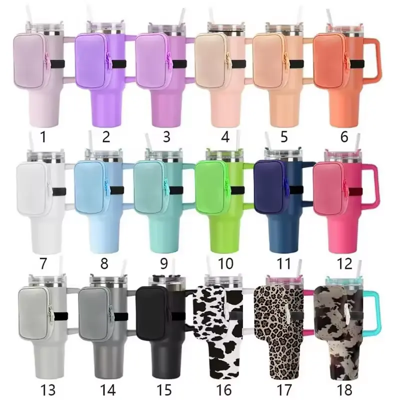 40oz Tumbler Neoprene 40oz phiêu lưu quencher chai nước Túi Tumbler cup Bag với dây kéo chai nước Túi