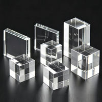 HBL 505080 Cube en cristal personnalisable pour gravure laser 3D, supports vierges pour sublimation, presse-papiers en cristal, cube en cristal photo DIY