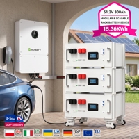 Batterie LiFePO4 51,2 V 300 Ah 15,36 kWh, système de stockage d'énergie solaire pour rack de serveur empilable, système ESS, BMS intelligent