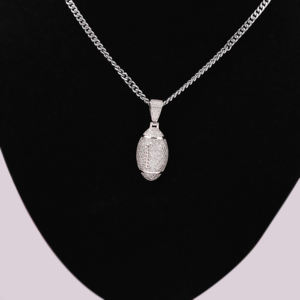 Colgante en forma de bola de rugby de oro macizo de 14 quilates con diamante redondo pequeño cultivado en laboratorio Unisex para todas las ocasiones Hip Hop elegante para fiesta - Product Image 2