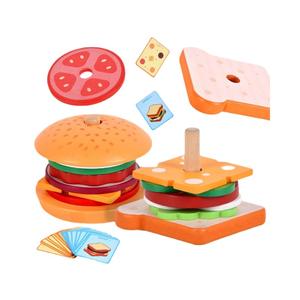 Jouets empilables de tri de hamburger en bois de 3 ans - Product Image 1