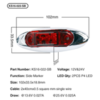 Feux de position latéraux LED minces en pack économique KS16-022-SB 12V 24V pour flotte