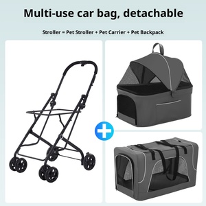 Chariot <span class=keywords><strong>pour</strong></span> animaux de compagnie personnalisé, léger, pliable, à 4 roues, en acier, imperméable, respirant, réglable, lavable, confortable, durable, grand modèle - Product Image 4