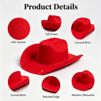 Chapeau de cowboy occidental en feutre 100% laine avec bandeau en cuir PU, plusieurs tailles, doublure en satin, impression de logo personnalisé, ODM/OEM – Collection Automne Hiver