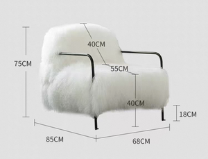 Fauteuil lounge moderne rembourré en peluche longue et <span class=keywords><strong>bouclée</strong></span>, confortable et doux, fauteuil d'appoint monoplace en <span class=keywords><strong>laine</strong></span> de mouton pour salon ou plage - Product Image 4