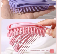 Brosse Démêlante Anti-Statique Courbée et Ventilée à Poignée TPEE, Design Compact pour Cheveux Bouclés Mouillés et Secs, Coiffage Personnalisé