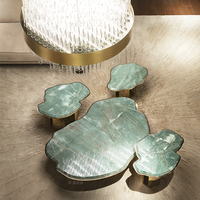 Meubles d'hôtel 5 étoiles haut de gamme, table basse moderne de luxe en pierre écologique, ensemble de table basse design pour villa, table irrégulière unique