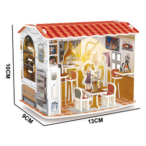 Rompecabezas de ensamblaje en oferta, productos de rompecabezas con luces LED, diseño de bricolaje, juguete de rompecabezas, microcabaña, <span class=keywords><strong>bar</strong></span>, rompecabezas 3D para niños - Product Image 5
