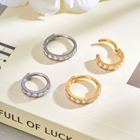 Cincin Hidung Titanium G23 16G, Anting Fashion Mewah, Cincin Hoop Berengsel Model Klik, Inlay Zirkon, Perhiasan Tindik Tubuh Wanita