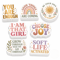 Autocollant en vinyle découpé sur mesure avec logo, citations d'affirmations positives, design écologique, autocollant imprimé avec logo pour album de scrapbooking