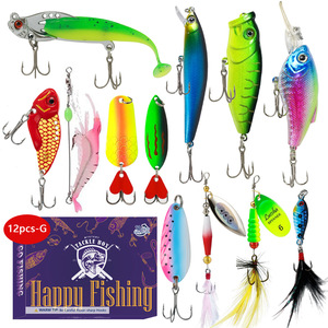Vente chaude 12 pièces coffret cadeau de pêche boîte aveugle de noël appâts de pêche Mino à paillettes ensemble d'appâts de pêche appâts artificiels - Product Image 1