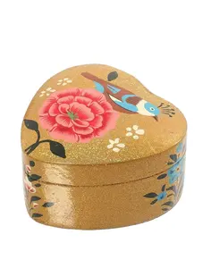 来自克什米尔艺术花卉图案的纸制手机盒，手工心形纸制手机盒