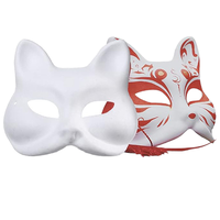 Masque d'Halloween de l'Opéra de Pékin en papier blanc de la marque FY, fait à la main, pour enfants, à peindre soi-même, 1 couleur, visage de chat amusant, vierge