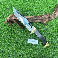 Couteau Bowie d'extérieur en laiton et bois OEM, couteau de bushcraft abordable avec étui en cuir, polissage miroir, acier M390, couteau de chasse