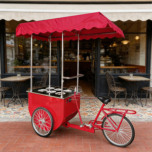 Ice Cream <b>Towable</b> Push Vending Cart with Freezer Cargo Bike Umbrella Design for Fast Food Outdoor Use - Product Image 6
