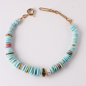 Gargantilla elegante de perlas de piedra natural, collar de cuentas de perlas de flores, collar de cuentas de arcilla polimérica a la moda para mujer - Product Image 1