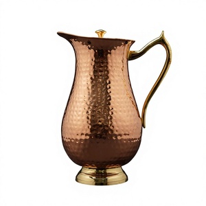 AZ ENTERPRISES Hammered Copper Eco-Friendly Handmade Water Pitcher Lid 1.7L Classic Design Drinking Jug for Party Wedding Use - Product Image 2