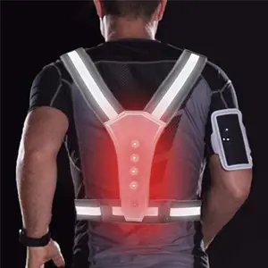 LED Safety Sports Vest High Visibility Reflective Safety Vest with LED Lights for Outdoor Running Jogging Cycling