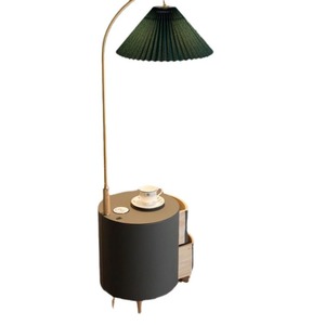 Lámpara de Pie Moderna Minimalista con Mesa Auxiliar, Pantalla de Papel Blanco, Base de Metal, Altura Ajustable, Luz Cálida, Iluminación LED para Sala de Estar - Product Image 3