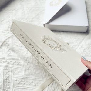 Mới Đến Ngà Giấy Lời Mời Đám Cưới Nhung Hộp Tùy Chỉnh Thiết Kế Vàng Gương Acrylic Handmade Thiệp Cưới Với Rsvp Bộ - Product Image 3