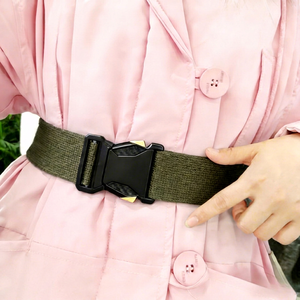Cinturón Elástico Automático para Hombre, de Lona, con Hebilla de Bloqueo Automático, Ajustable, con Diseño de Flores Tejidas, Primavera 2025 - Product Image 1