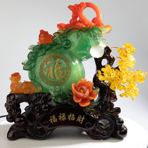 Botella de Resina Translúcida Colorida con Forma de Calabaza, Artesanía Tradicional de Feng Shui para Decoración de Interiores de Sala de Estar - Product Image 1