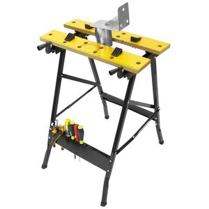 Banco da Lavoro Pieghevole con Piano in MDF 61x56x79 cm, Morsetti Regolabili per Uso in Officina - Product Image 5