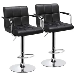 Leather Modern Lift Swivel Adjustable Bar Stools Chair Luxury Restaurant Bar Counter Chair High Bar Chairs For Kitchen