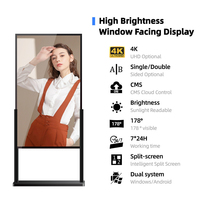 Écran d'affichage 4K haute luminosité 3000 Nits Android 55 pouces sur pied LCD numérique pour centres commerciaux intérieurs et semi-extérieurs