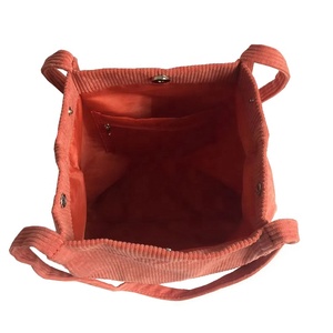 Bolsas de compras de tela reciclada personalizadas con logotipo, reutilizables, lavables, <span class=keywords><strong>grandes</strong></span>, lisas, de pana, con asas largas - Product Image 5