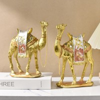 Statue de chameau en résine dorée, figurine de chameau dromedaire, sculpture d'animal du désert, décoration de table arabe, souvenir touristique, cadeau
