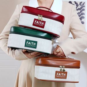 Sac de maquillage luxueux avec logo personnalisé, organiseur portable, sac de rangement pour cosmétiques, sac de maquillage de voyage en cuir PU, vente en gros - Product Image 6