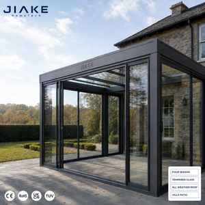 ห้องอาบแดด Jiake OEM แบบสั่งทำพิเศษสำหรับ 4 ฤดู พร้อมกระจกนิรภัย Low-E และโครงอะลูมิเนียมฉนวนกันความร้อน แบบตั้งอิสระสำหรับสวนวิลล่าและลานบ้าน - Product Image 1