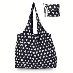 Sac de courses pliable en nylon écologique recyclé personnalisé, sac de shopping réutilisable en polyester - Product Image 4