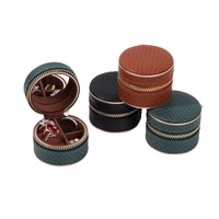 Sac de voyage rond multifonctionnel portable avec logo personnalisé, motif crocodile gaufré, fermeture éclair et miroir intégré pour bijoux – Vente en gros