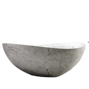 高品质独立式意大利卡拉拉石材大理石浴缸出售