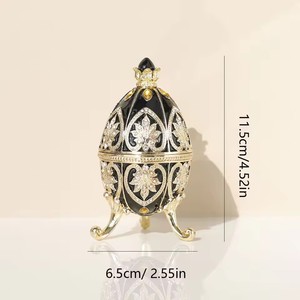 Caja de baratija decorativa estilo huevo <span class=keywords><strong>Faberge</strong></span> roja esmaltada pintada a mano, regalo único con bisagras para la familia, 1 unidad - Product Image 5