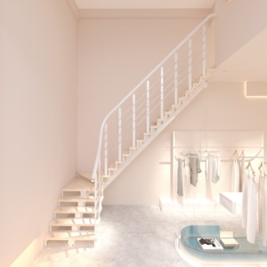 Escalera Recta Interior de Acero <span class=keywords><strong>con</strong></span> Barandilla de Cable Cepillado y Peldaños de <span class=keywords><strong>Madera</strong></span>, <span class=keywords><strong>Escaleras</strong></span> Modernas para Apartamentos Tipo Loft, Duraderas y Personalizadas - Product Image 3