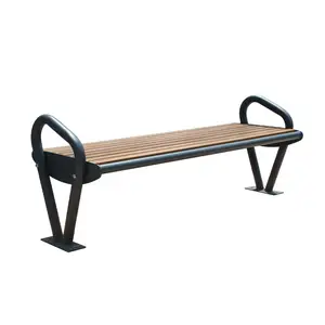 outdoor furniture cast and iron wood backless bench public park hardwood bench seat outside garden patio antiseptic wood bench
