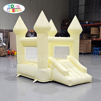 Château gonflable jaune macaron avec toboggan, château gonflable commercial pour mariage, anniversaire, fête de jardin, location