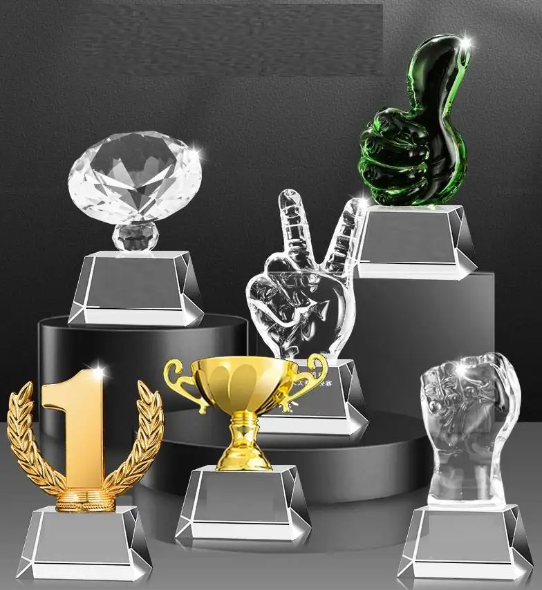 New Customized Sculpture Five Pointed Star Thumb Crystal Dance Competition Award Trophy