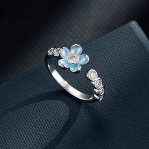 Flower Open <b>Ring</b> <b>Adjustable</b> Band Prong Setting Delicate Index Finger <b>Ring</b> Gift Jewelry - Product Image 1