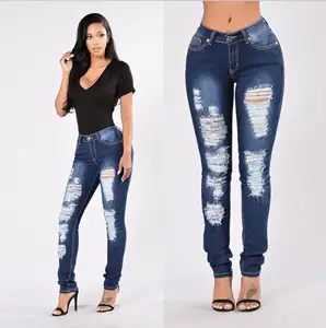 Streetwear Jeans Female Hot Casual Close-fitting Pants Higwaist Slim Hand-made Worn-out Solid Denim Women Straight-leg Jeans