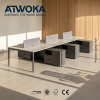 Poste de travail modulaire 6 places pour bureau, bureau moderne pour personnel avec plateau en MFC E1 et gestion des câbles pour projet de bureau commercial
