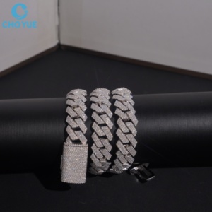 Collar Personalizado al por Mayor, Plata 925 con Baño de Rodio, Moissanita con Corte Baguette, Cadena Geométrica, Joyería de Lujo Unisex para Fiestas - Product Image 4